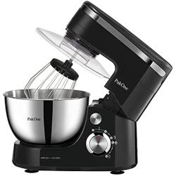 BONISO Stand Mixer, 5.5-QT 600W Tilt Head Food Mixer with Dough Hook, Beater and Whisk, Kitchen Electric Mixer with Stainless Steel Bowl Splash Guard (black)