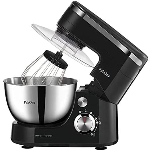 BONISO Stand Mixer, 5.5-QT 600W Tilt Head Food Mixer with Dough Hook, Beater and Whisk, Kitchen Electric Mixer with Stainless Steel Bowl Splash Guard (black)
