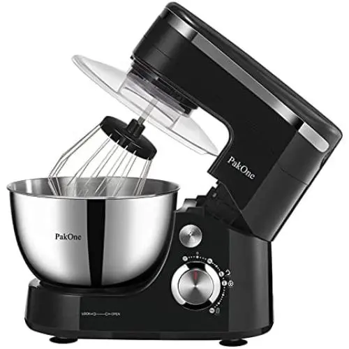 BONISO Stand Mixer, 5.5-QT 600W Tilt Head Food Mixer with Dough Hook, Beater and Whisk, Kitchen Electric Mixer with Stainless Steel Bowl Splash Guard (black)