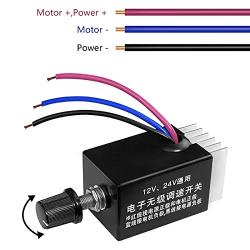 mxuteuk 2PCS 12V/24V DC Motor Speed Controller Switch Universal Electronic Stepless Speed Regulator Switch for Car Truck Fan Heater Control M-H-002
