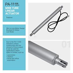 PROGRESSIVE AUTOMATIONS 12V Mini Tube Linear Actuator 4 in. / 33 lbs. Slim in-line Electric DC Motor Aluminium Stroke is Perfect for Home, Office, Automotive. Model: PA-11-D30-4-33