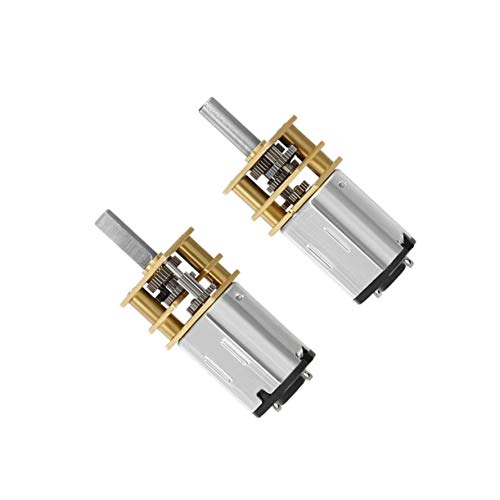 QMseller 2pcs Micro Speed Reduction Motor DC 3V 15RPM with Full Metal Gearbox 0.15A Electric Gear Box Motor with 2 Terminals