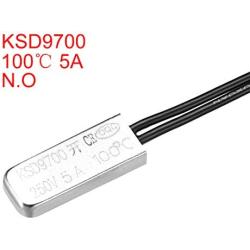 uxcell KSD9700 Thermostat, 100℃ Normally Open Temperature Switch Thermal Switch, N.O 5A Metal Temperature Controller 2pcs