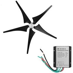 Wind Generator, 400W 12V/24V Wind Turbine Generator 5 Blade Low Wind Speed Starting Windmill with Wind Controller for Home, Camping(12V)