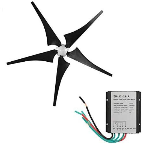 Wind Generator, 400W 12V/24V Wind Turbine Generator 5 Blade Low Wind Speed Starting Windmill with Wind Controller for Home, Camping(12V)