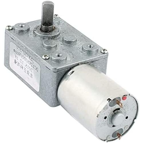 sourcing map Turbo Worm Geared Motor DC 12V 9RPM 6mmx13mm D-Shape Shaft Electric Power Silver Tone