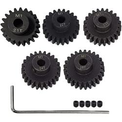 AMOGOT Metal Steel M1 Pinion Gear Sets 21T 22T 23T 24T 25T 5mm Shaft Motor Gears with Hex Key for 1/10 RC Brushless Brush Motor