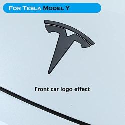 YHCDSEA Model Y Steering Wheel/Front Trunk/Rear Trunk Logo Sticker Cover Emblem Badge Decals 3PCS/Set for Tesla Model Y Accessories(Matt Black)