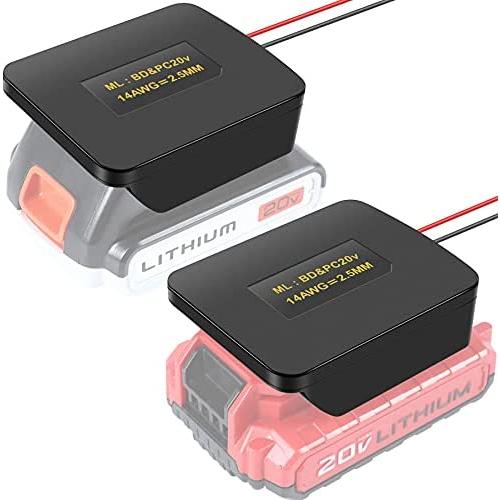 Power Wheels Adapter 14 Gauge Wires Connector For Black & Decker 20V / Porter Cable 20V Max Lithium Battery, Compatible Use with 7-70V 30A PWM DC Motor Speed Controller/Carded Inline 30A Fuse Holder
