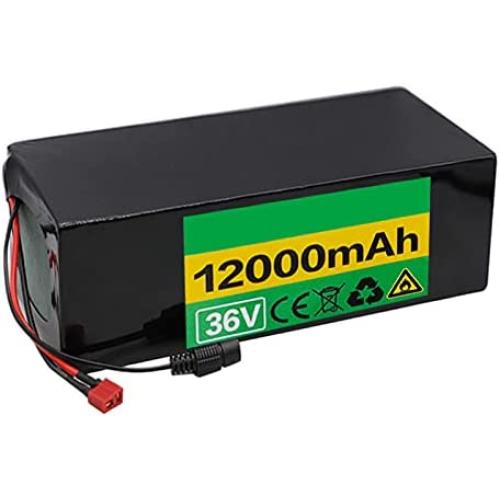 Wnicek 36V 12AH 10S 4P 18650 Lithium Battery Pack Waterproof PVC Lithium Battery Pack for 500W Motors Can be Used for E-Bike Scooters Electric Tools, etc.