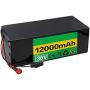 Wnicek 36V 12AH 10S 4P 18650 Lithium Battery Pack Waterproof PVC Lithium Battery Pack for 500W Motors Can be Used for E-Bike Scooters Electric Tools, etc.