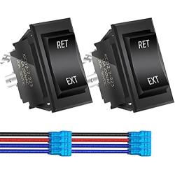 DaierTek Reverse Polarity Toggle Rocker Switch 30 Amp 12V DC Motor Control RV Power Jack Momentary Reversing Switch DPDT for 5th Wheel Tongue Trailer Stabilizer -2Pack