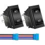 DaierTek Reverse Polarity Toggle Rocker Switch 30 Amp 12V DC Motor Control RV Power Jack Momentary Reversing Switch DPDT for 5th Wheel Tongue Trailer Stabilizer -2Pack