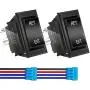 DaierTek Reverse Polarity Toggle Rocker Switch 30 Amp 12V DC Motor Control RV Power Jack Momentary Reversing Switch DPDT for 5th Wheel Tongue Trailer Stabilizer -2Pack