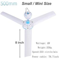 12V Portable Ceiling Fan Hanging Camping Tent Fans for Outdoor Gazebo,Mini DC Battery Powered Fan Energy-Saving Compatible Solar Power Silent Design with Switch