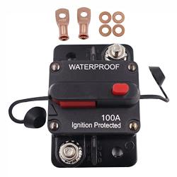 100 Amp Waterproof Circuit Breaker,with Manual Reset,12V-48V DC, for Car Marine Trolling Motors Boat ATV Manual Power Protect and Automotive Marine Boat Audio System Protection