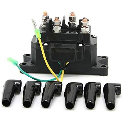 12V 250A Winch Solenoid Relay Winch Rocker Thumb Switch for ATV UTV 4x4 Vehicles 1500lb-5000lbs Winch with 6 Protecting Caps Replaces 63070, 62135, 74900, 2875714, 70715