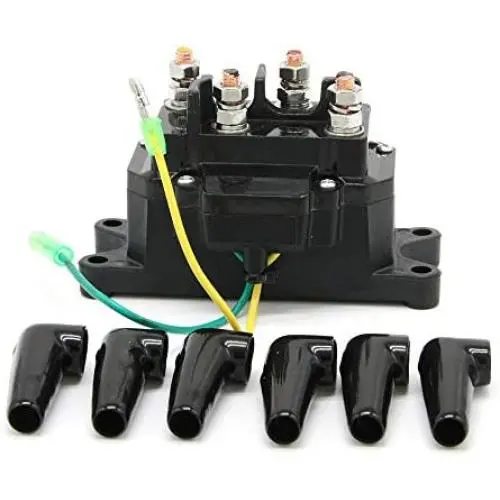 12V 250A Winch Solenoid Relay Winch Rocker Thumb Switch for ATV UTV 4x4 Vehicles 1500lb-5000lbs Winch with 6 Protecting Caps Replaces 63070, 62135, 74900, 2875714, 70715