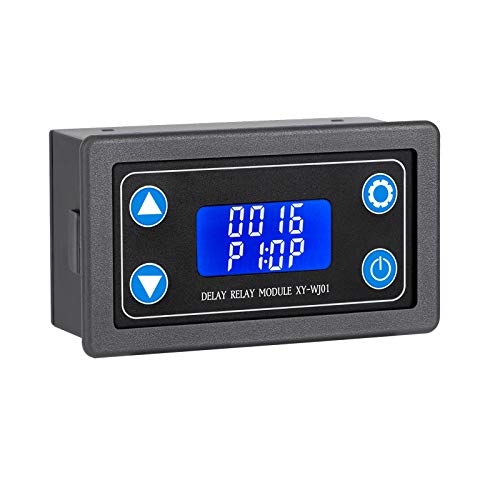 Delay Relay Module, DROK DC 6-30V Timer Relay 12V 24V 0.01s-9999min 50mA Digital Timer Cycle Delay Switch Module AC 220V Power On-Off Controller with LCD Display Switch Button Case