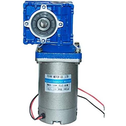 Bemonoc High Torque 24V 120W Electric DC Worm Gear Motor 45RPM with Gearbox Speed Reducer Ratio 40:1