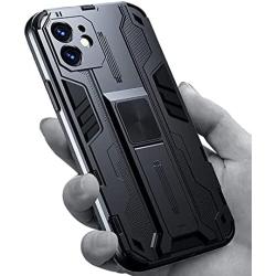 RIZZ Case for iPhone 11 with Kickstand Holder Magnetic Shockproof Car Mount Armor Military Ultra Slim Mobile Phone Cover for Men and Women Drop Protection (Black)