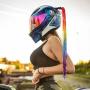 deladola Helmet Pigtail Helmet Braids Ponytail Gradient Motor Bike Ski with Reusable Suction Cup Hair Accessory for Women(Helmet not Included)