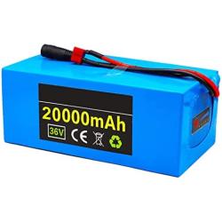 Jieoto 36V 20000mAh E-Bike Battery 20Ah 10S 5P Li-ion Battery Pack for 100W-500W Motor with BMS and Charger Fit for Scooters Electric Street Bikes Electric Tricycles