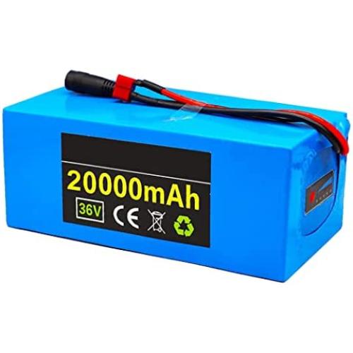 Jieoto 36V 20000mAh E-Bike Battery 20Ah 10S 5P Li-ion Battery Pack for 100W-500W Motor with BMS and Charger Fit for Scooters Electric Street Bikes Electric Tricycles
