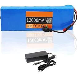 Jieoto Ebike Battery 36V 12Ah,10S4P High Power Capacity Lithium Battery Pack,for Ebike Electric Car Bicycle Scooter,with 20A BMS and 42V 2A Charger,for Motor Electric Bicycle Scooter