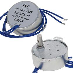 Fielect 2Pcs Synchronous Motor AC 110V Turntable Motor CW/CCW Direction 4W 10-12RPM TYC-50 Horizontal Hole Shaft