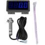 4 Digital LED Display Tachometer RPM Speed Meter Panel Inductive Hall Effect Sensor NPN Proximity Switch Red/Blue(Blue)