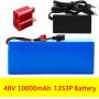 Jieoto 48V 10Ah 13S 3P Lithium-ion Battery Pack 10000mAh Electric Bike Li Battery Fit for 200W 250W 350W 500W 750W 1000W Motor with Charger for Golf Cart Electric Scooter Tricycles