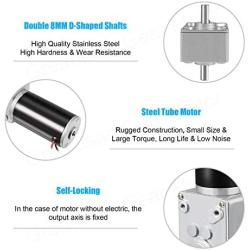 Greartisan DC 12V 10RPM 40Kg.cm 8mm Double Shafts Self-Locking Reversible Worm Gear Motor with Cable, High Torque Speed Reduction Motor, Turbine Electric Gearbox Motor