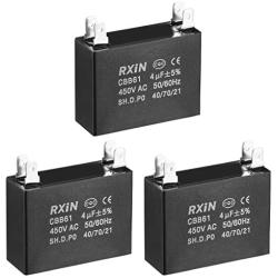 uxcell Ceiling Fan Capacitor CBB61 4uF 450V AC Double Insert Metalized Polypropylene Film Capacitors 47x17.5x34.5mm for Water Pump Motor Generator, Pack of 3