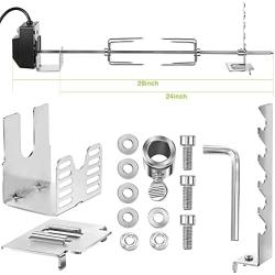 Dreyoo Rotisserie Grill Kit, UL Certificated Universal Grill Rotisseries with 120V 4W Motor, 28” Spit Rod, 2 x 4 Forks, Complete Holders and Fixing Screw for Universal Grills