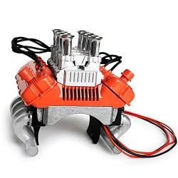 RC-Hub V8 Engine Fans Radiator Motor with Heatsink Cover for 1/10 TRX4 RC Crawler Scale (Orange)