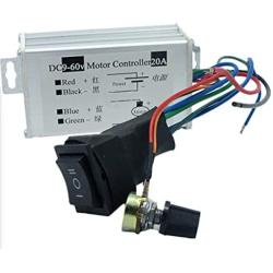 Abovehill DC Motor Speed Controller,9-60V PWM DC Motor Speed Controller Switch 20A,Forward-Brake-Reverse Switch Adjustable Potentiometer