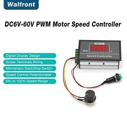 DC 6-60V 12V 24V 36V 48V 30A PWM DC Motor Speed Controller (PWM) Speed Adjustable Stepless Governor Regulator, Motor Speed Controller with Start Stop Switch