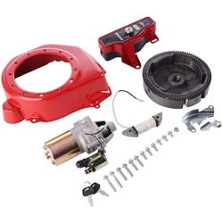 MOFANS Starter Motor Kit Fit For Compatible With GX200 6.5HP GX160 5.5HP Starter Motor With Solenoid Flywheel With Ring Gear Key Switch Box With Keys Charging Coil Mounting Bolts