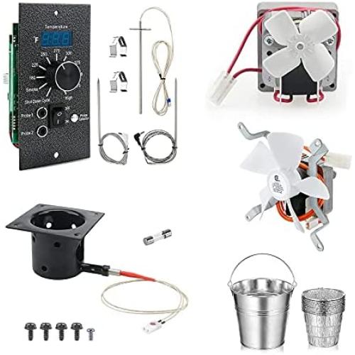 Unidanho Repair Set Motor + Fan + Burn Pot + Igniter + Control Board + Temp Sensor + 2 Meat Probes + 2 Probe Holders + Spare Screws + Safety Fuse for Treager Pellet Grills