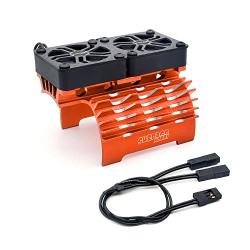 Surpass Hobby Brushless Motor Aluminum Double Cooling Fans 8.4V 16000RPM Rapid Cooling for 55MM 56MM 58MM 1/5 RC Car Brushless Motor (Orange)