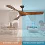 52 Inch Ceiling Fan with 3 ABS Plastic Blades, Indoor DC Motor Ceiling Fan for Basement Bedroom Living Room, ETL Listed with Remote Control