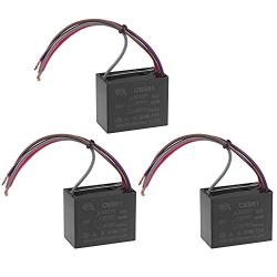 uxcell Ceiling Fan Capacitor CBB61 4.5/6/5uF 250V AC 4 Wires Metallized Polypropylene Film Capacitor 48x38x26mm for Electric Fan Pump Motor Generator 3Pcs