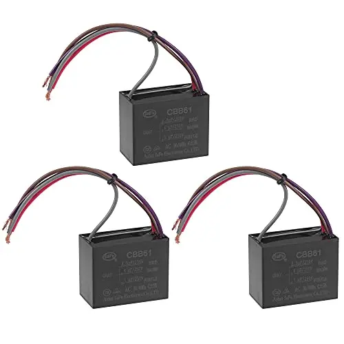 uxcell Ceiling Fan Capacitor CBB61 4.5/6/5uF 250V AC 4 Wires Metallized Polypropylene Film Capacitor 48x38x26mm for Electric Fan Pump Motor Generator 3Pcs