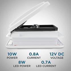 Hike Crew 11” RV Roof Vent Fan with Light – 12V Motorhome Fan w/ 3 Speed Intake & Exhaust – Manual Crank Lift & White Lid – Includes Screws & Garnish