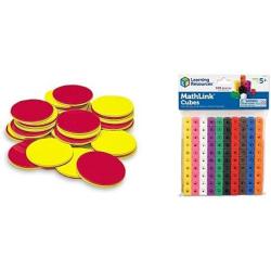 Learning Resources Two-Color Counters, Red/Yellow, Set of 200 & Mathlink Cubes, Educational Counting Toy, Early Math Skills, Set of 100 Cubes