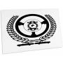 3dRose Laurel Wreath, Steering Wheel, Two Motor Cars. - Desk Pad Place Mats (dpd-297429-1)