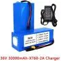 Jieoto 36V E-Bike Battery Pack 30Ah Rechargeable Battery 30000mAh 10S 6P Electric Bike Lithium Battery with 2A Charger and BMS Fit for 200W 250W 350W 500W 750W 900W 1000W Motor