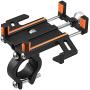 Motoforti Motorcycle Handlebar Cell Phone Holder 360° Rotatable Aluminum Alloy Phone Clip for ATV Scooter for Most 3.5-7 Inch Smartphones Black Orange