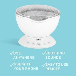Ocean Wave Night Light and Projector w/t Built in Sound Machine, Led Night Light and Music Player, Remote Night Light Projector, Sound Machine for Baby Sleeping, White - BabyLuv